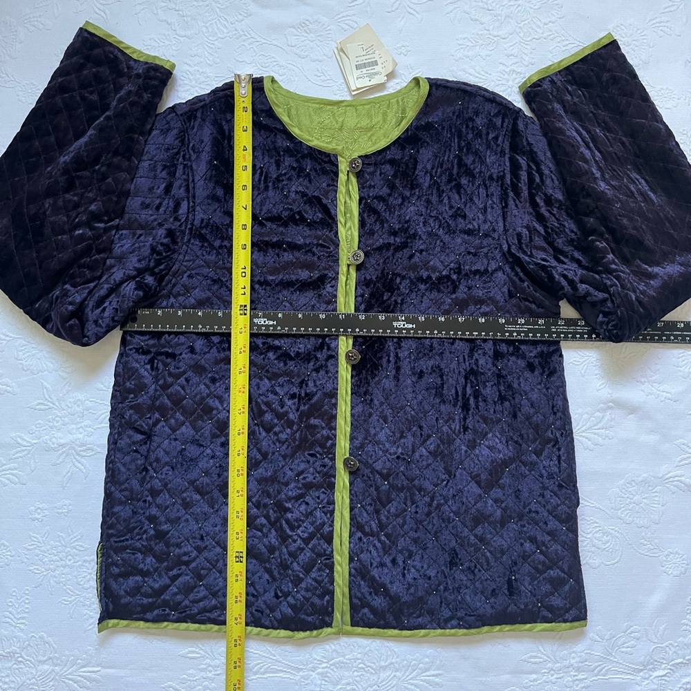 NWT Coldwater Creek Reversible Quilted Beads Embellished Silk Purple Large - Picture 9 of 16